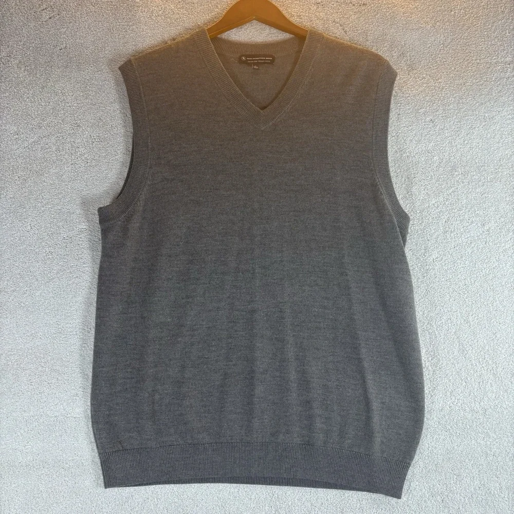 Hart Schaffner Marx Extra Fine Merino Wool V-neck vest Gray Brown Heather Size L